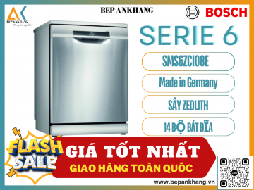 Máy rửa chén bát độc lập Bosch SMS6ZCI08E – Series 6 - Sấy Zeolite - Made in Germany